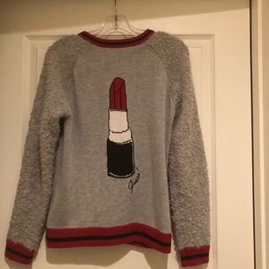 Guess Lipstick Zip-up sweater.